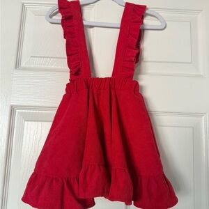 Red Ruffled Corduroy Dress